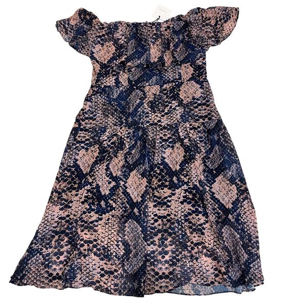 Cooper St 14 Off-Shoulder Midi Dress | Snakeskin Print, Ruffle, NWT $190 - Picture 5 of 12